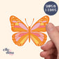 Butterfly Orange Pink - Transparent Vinyl Sticker Die-Cut