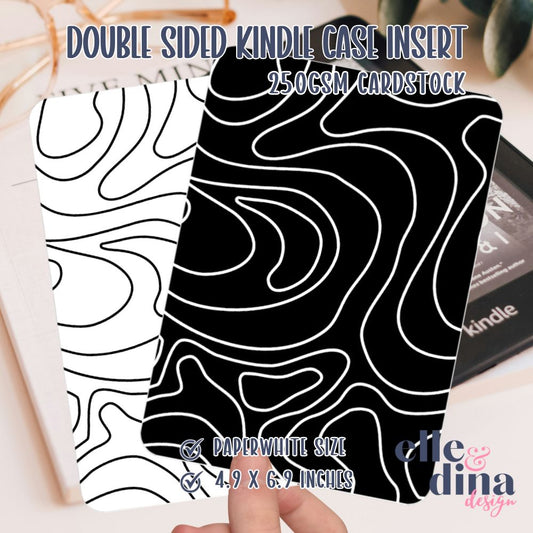 Kindle Case Insert - Black & White Abstract Swirl