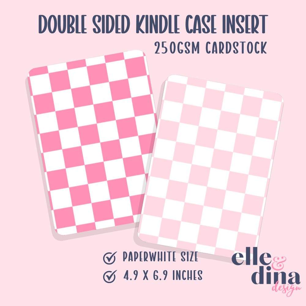 Kindle Case Insert - Pink Checkerboard