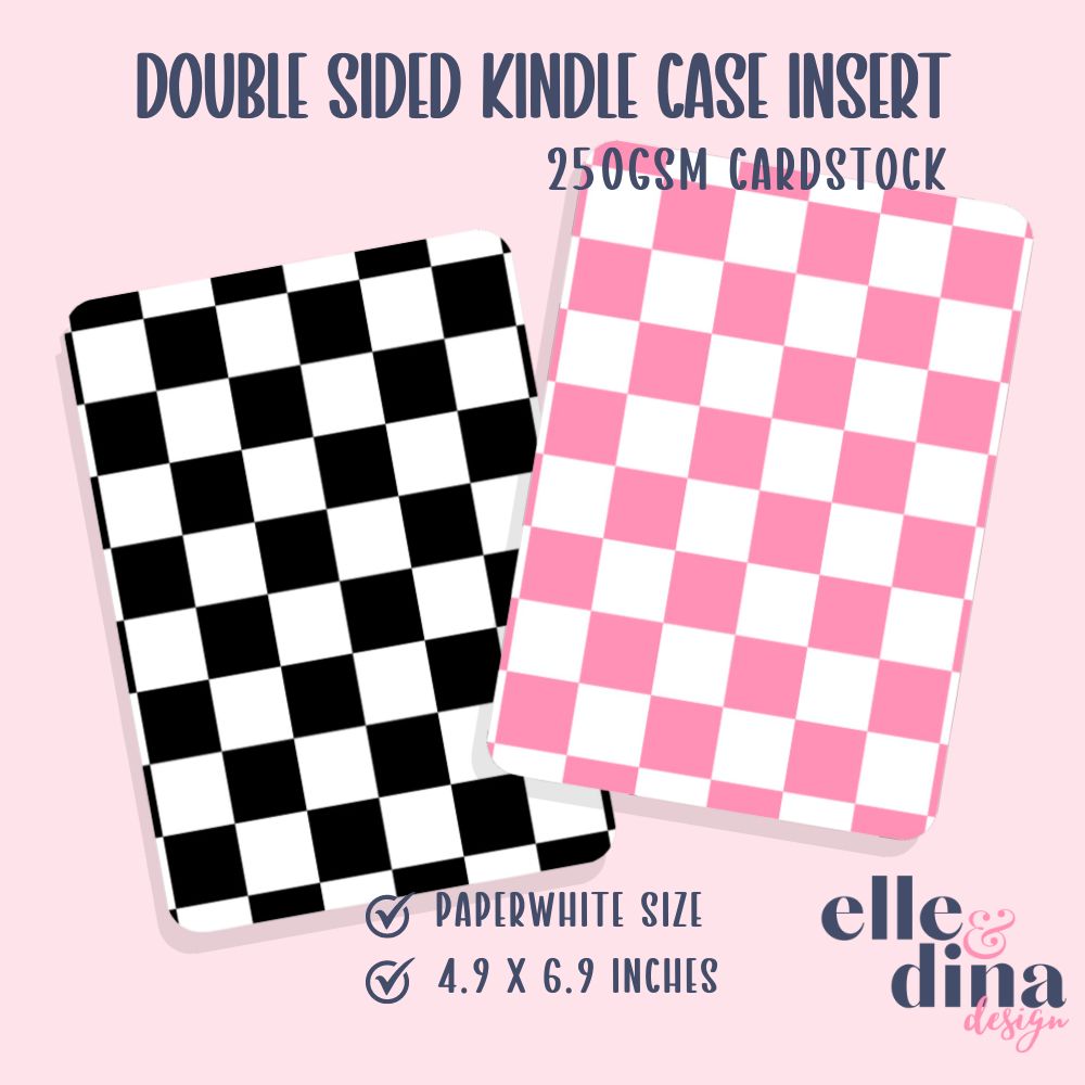 Kindle Case Insert - Checkerboard - Pink/White & Black/White