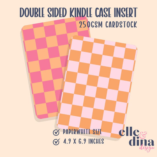 Kindle Case Insert - Checkerboard - Pink & Orange