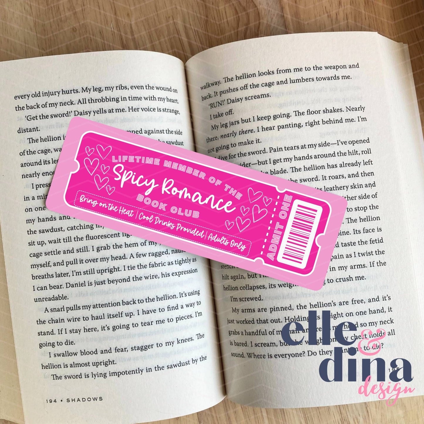 Spicy Romance Book Club Bookmark | Pink