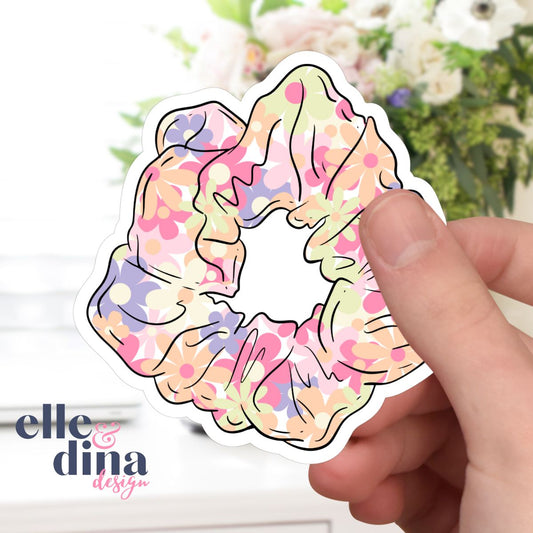 Floral Scrunchie - Waterproof Vinyl Sticker Die-Cut