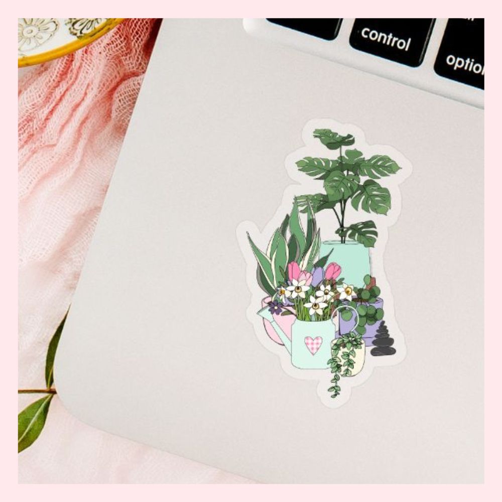 Plant Lover Grouped Pot Plants - Transparent Vinyl Sticker Die-Cut