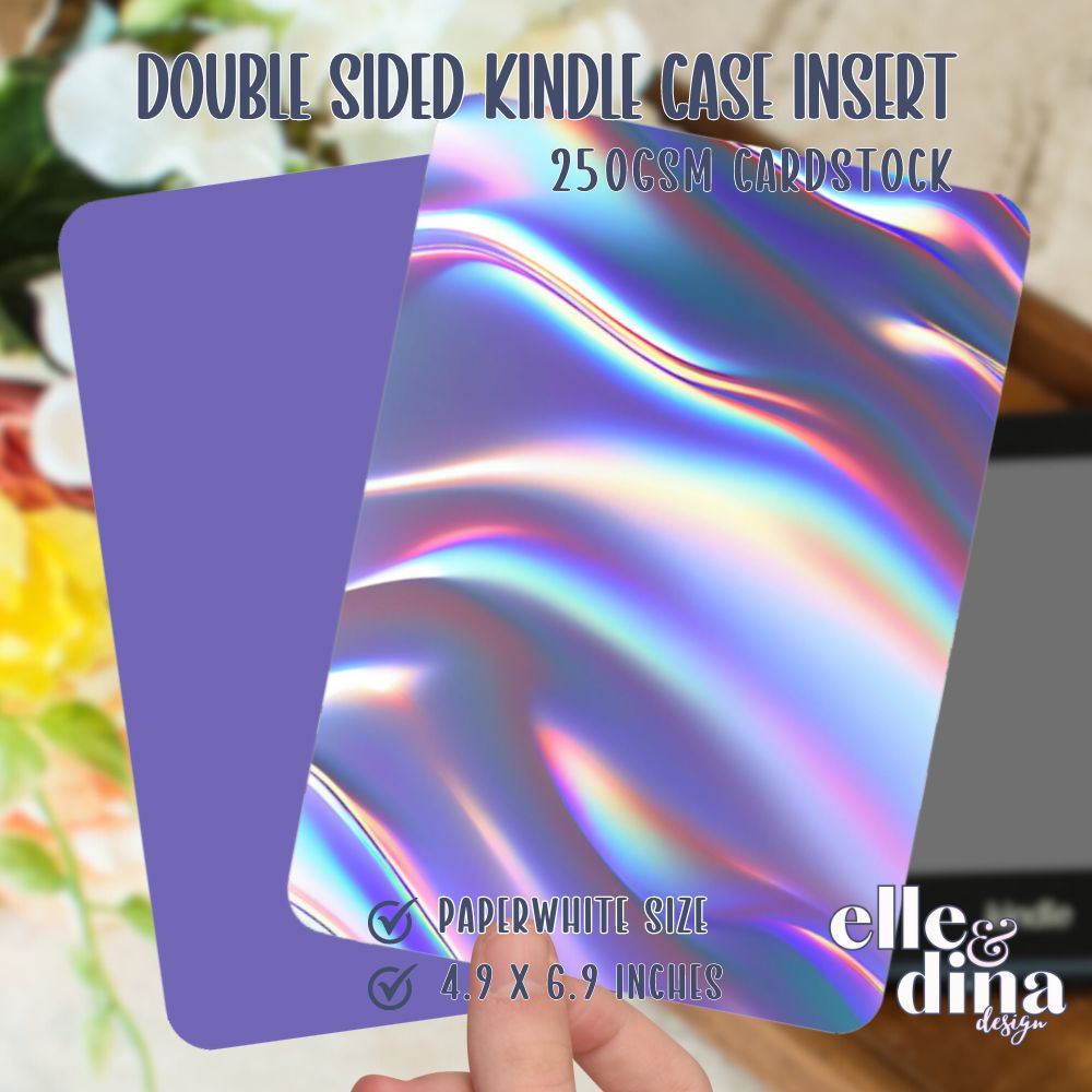 Kindle Case Insert - Purple Y2K Holographic Space Age Look