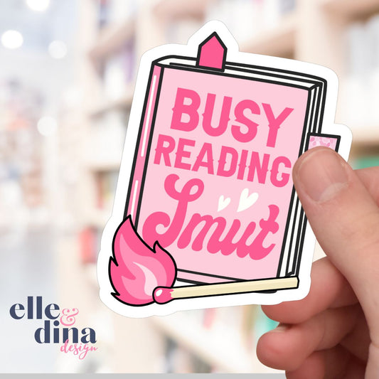 Busy Reading Smut - Pink - Waterproof Vinyl Sticker Die-Cut