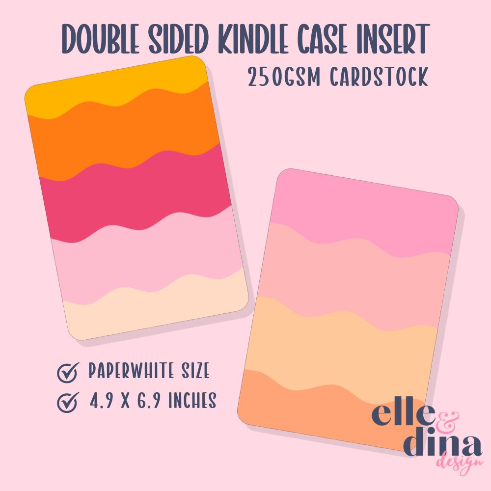 Kindle Case Insert - Retro Wave Patterns in Pink and Orange