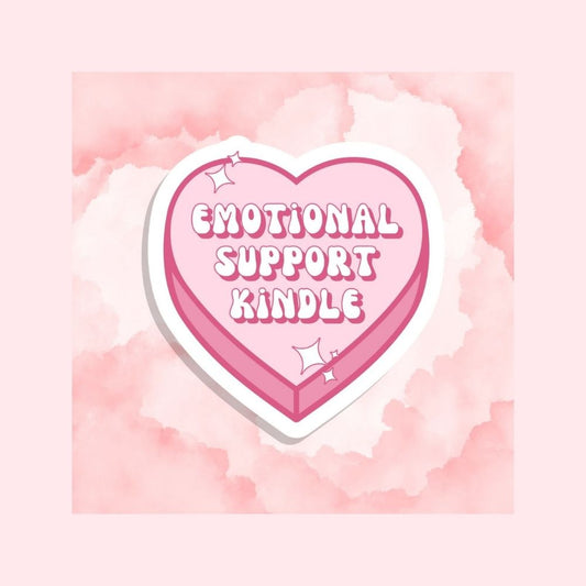 Emotional Support Kindle - Pink Heart - Waterproof Vinyl Sticker Die-Cut