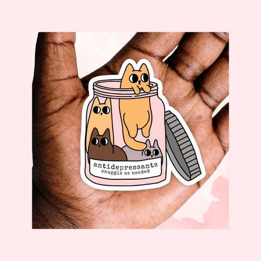 Jar of Cats Antidepressant - Waterproof Vinyl Sticker Die-Cut