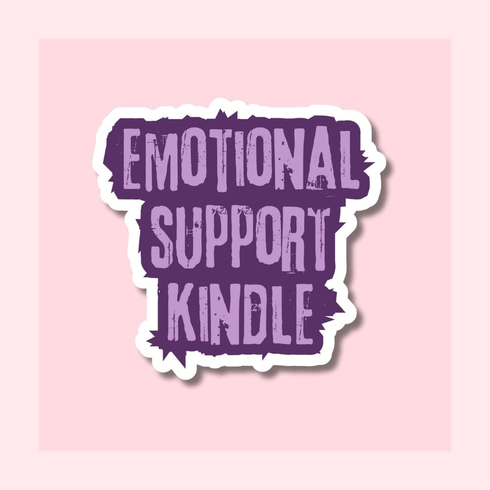 Emotional Support Kindle - Purple - Waterproof Vinyl Sticker Die-Cut