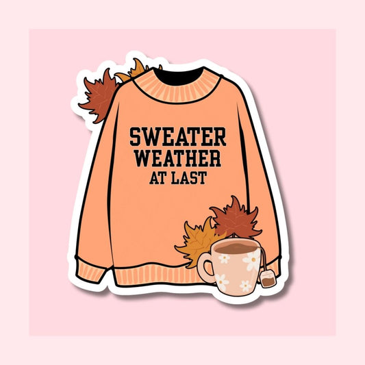 Sweater Weather at Last Autumn Colours - Waterproof Vinyl Sticker Die-Cut