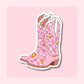 Cowboy Boots Retro Pink - Waterproof Vinyl Sticker Die-Cut