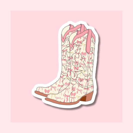 Cowboy Boots Coquette Bows - Waterproof Vinyl Sticker Die-Cut