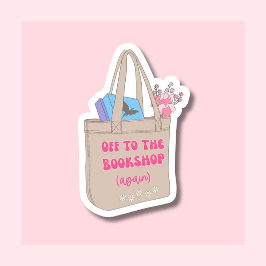 Off to the Bookshop Again - Books & Flowers - Waterproof Vinyl Sticker Die-Cut