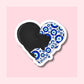 Nazar Pattern & Black Cat Heart Shape - Waterproof Vinyl Sticker Die-Cut