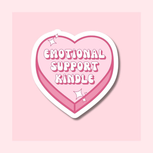 Emotional Support Kindle - Pink Heart - Waterproof Vinyl Sticker Die-Cut