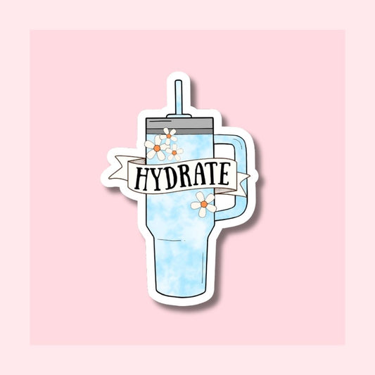 Hydrate Tie Dye Tumbler - Blue - Waterproof Vinyl Sticker Die-Cut