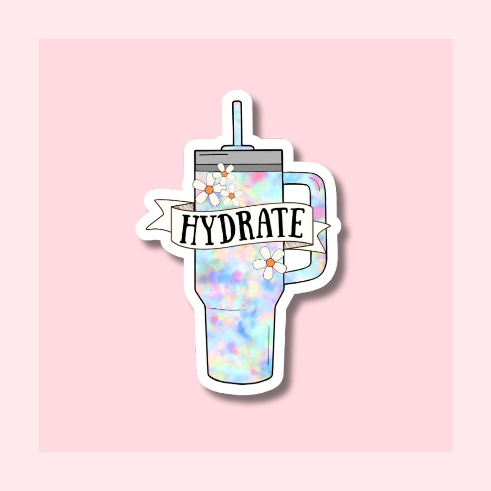 Hydrate Tie Dye Tumbler - Colour Mix - Waterproof Vinyl Sticker Die-Cut