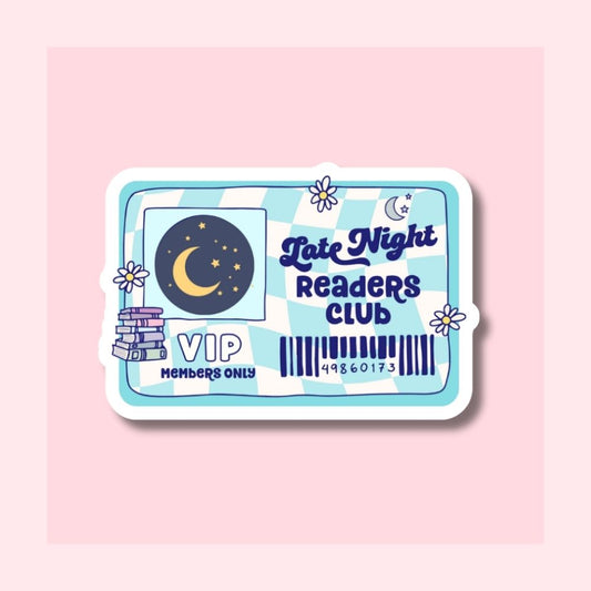 Late Night Readers Club - Blue - Waterproof Vinyl Sticker Die-Cut