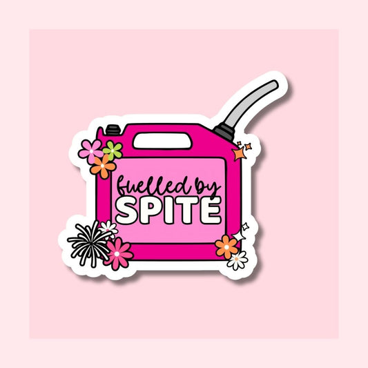 Fuelled by Spite - Pink Fuel Can - Waterproof Vinyl Sticker Kiss-Cut