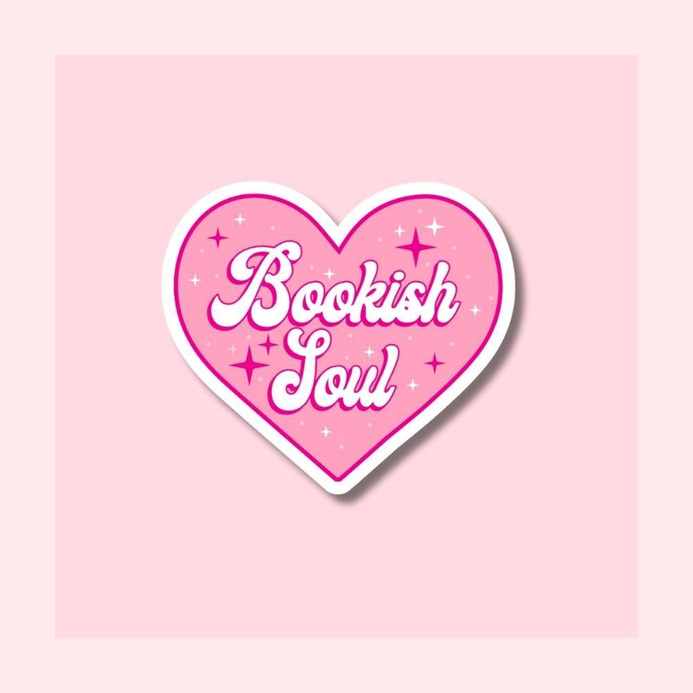 Bookish Soul Heart - Pink - Waterproof Vinyl Sticker Die-Cut