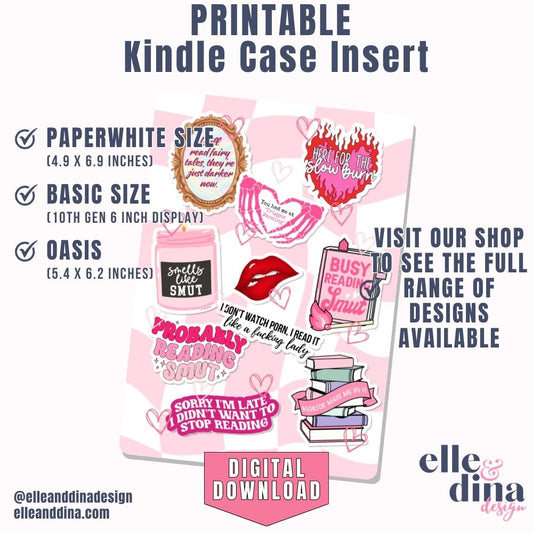 Printable Kindle Case Insert - Pink Spicy Reader's Collage