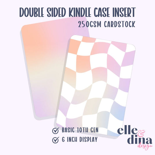 Kindle Basic Case Insert - Pastel Halo & Wavy Checkerboard