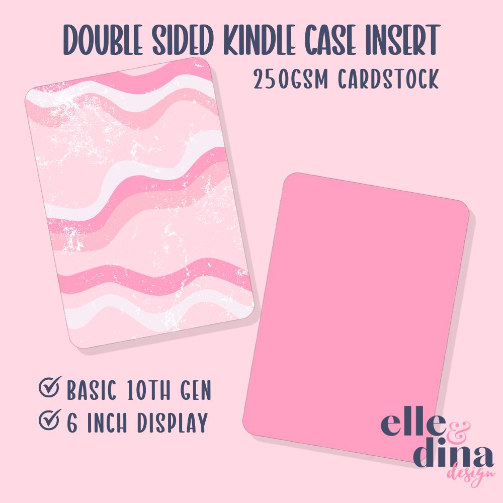 Kindle Basic Case Insert - Wavy Pink with Grunge Look