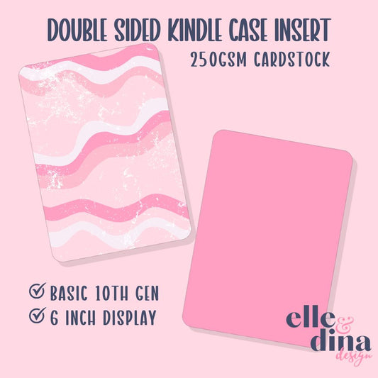 Kindle Basic Case Insert - Wavy Pink with Grunge Look