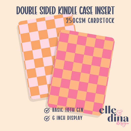 Kindle Basic Case Insert - Pink & Orange Checkerboard