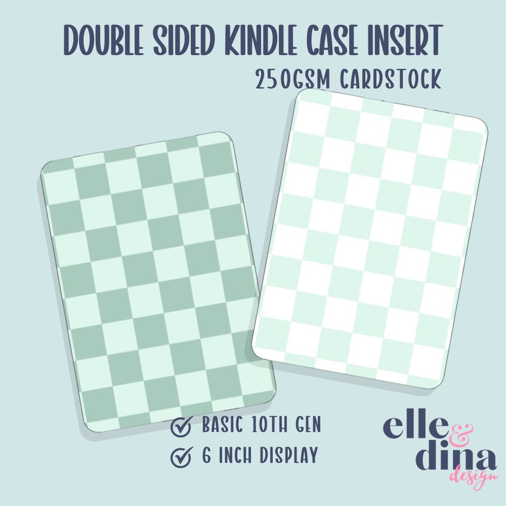 Kindle Basic Case Insert - Sage Green Checkerboard