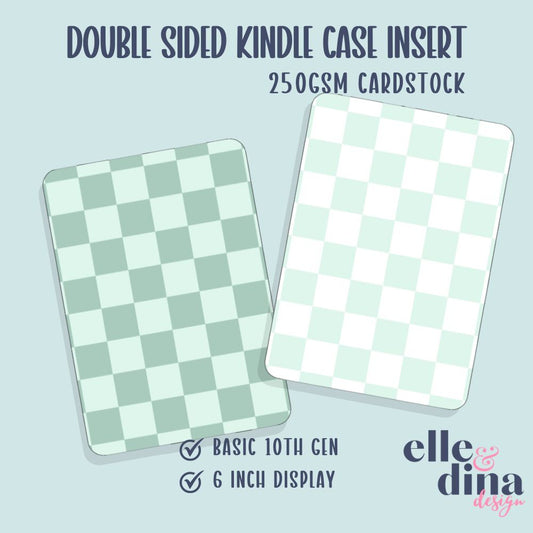 Kindle Basic Case Insert - Sage Green Checkerboard