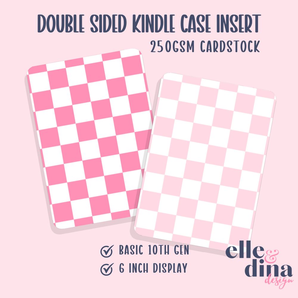 Kindle Basic Case Insert - Pink Checkerboard