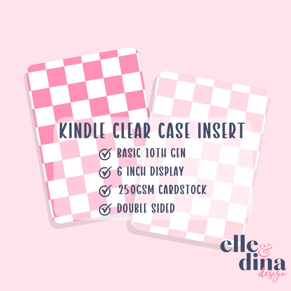 Kindle Basic Case Insert - Pink Checkerboard