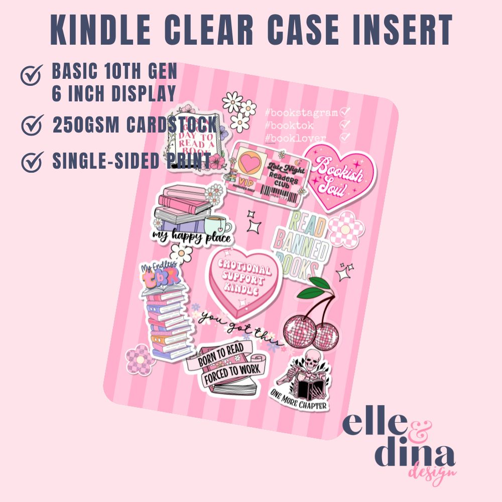 Kindle Basic Case Insert - Collage (Pink Stripe)