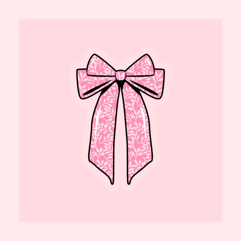 Pretty Pink Coquette Ribbon Bow sticker on transparent vinyl by Elle and Dina design