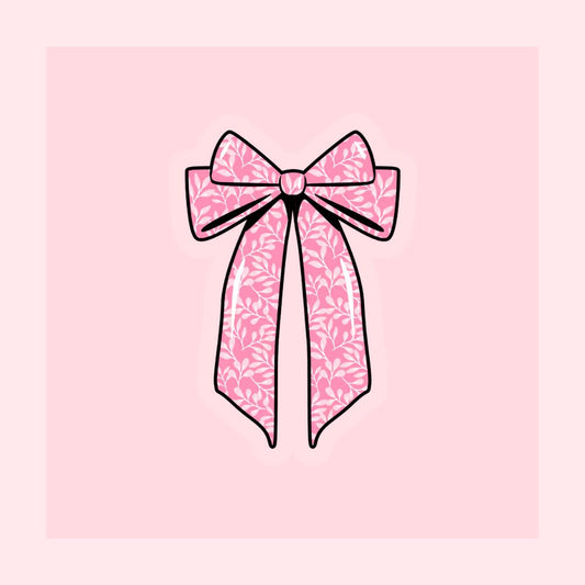 Pretty Pink Coquette Ribbon Bow sticker on transparent vinyl by Elle and Dina design