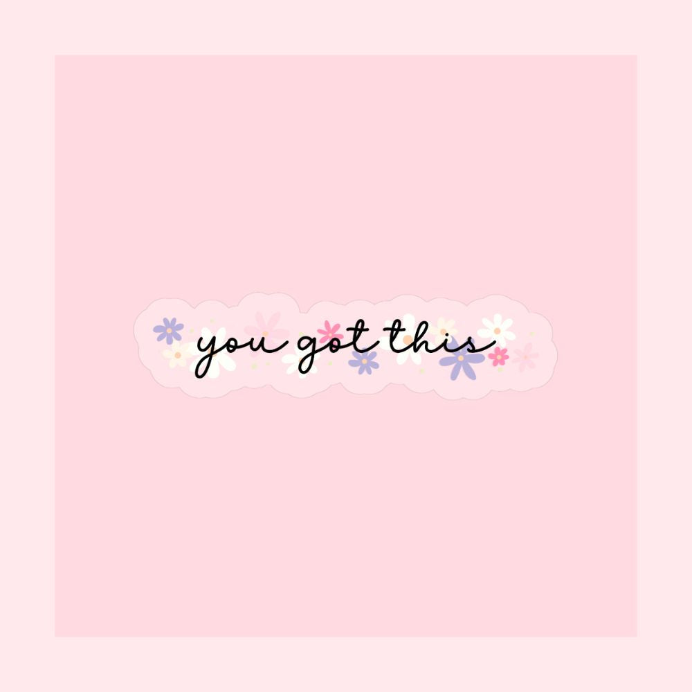 you got this sticker on transparent vinyl with pink purple and white wildflowers by elle and dina design