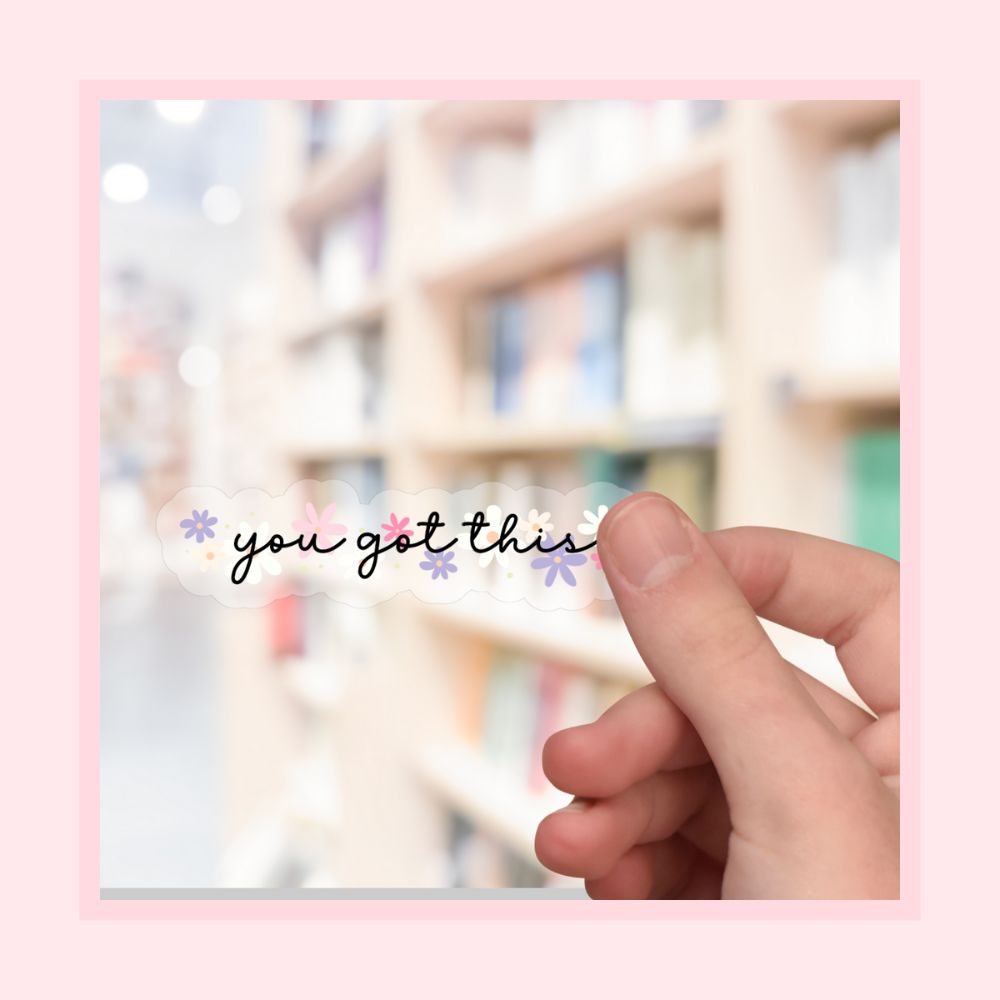 you got this sticker on transparent vinyl with pink purple and white wildflowers by elle and dina design