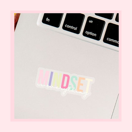 mindset is everything sticker pastel colours on transparent vinyl by elle and dina design