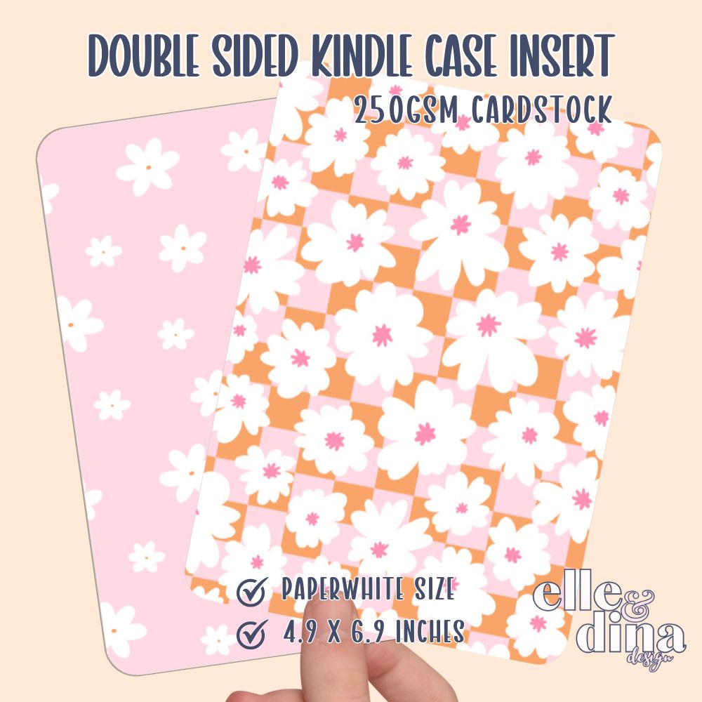 Kindle Case Insert - Retro Floral Pink & Orange