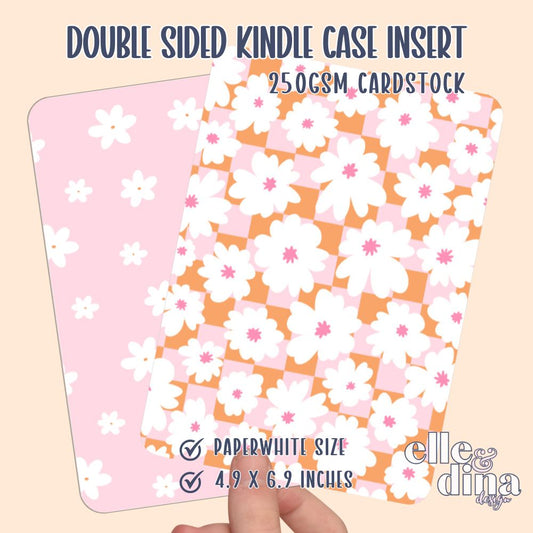 Kindle Case Insert - Retro Floral Pink & Orange