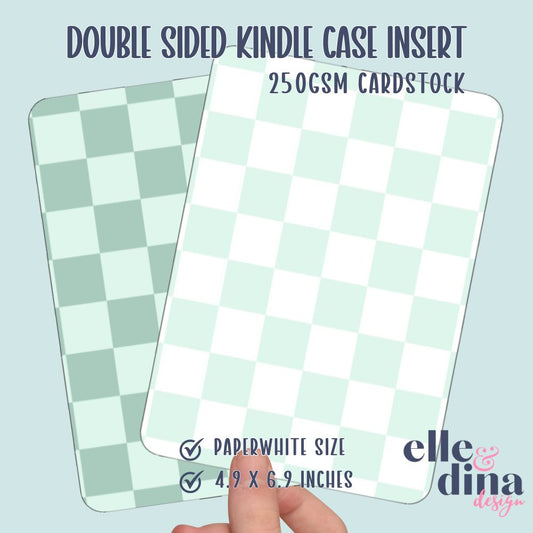 Kindle Case Insert - Checkerboard - Sage Green