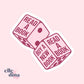 Pink Dice for Readers - Waterproof Vinyl Sticker Die-Cut